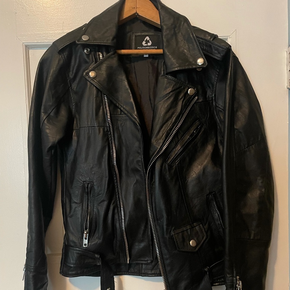 Leather motorcycle jacket